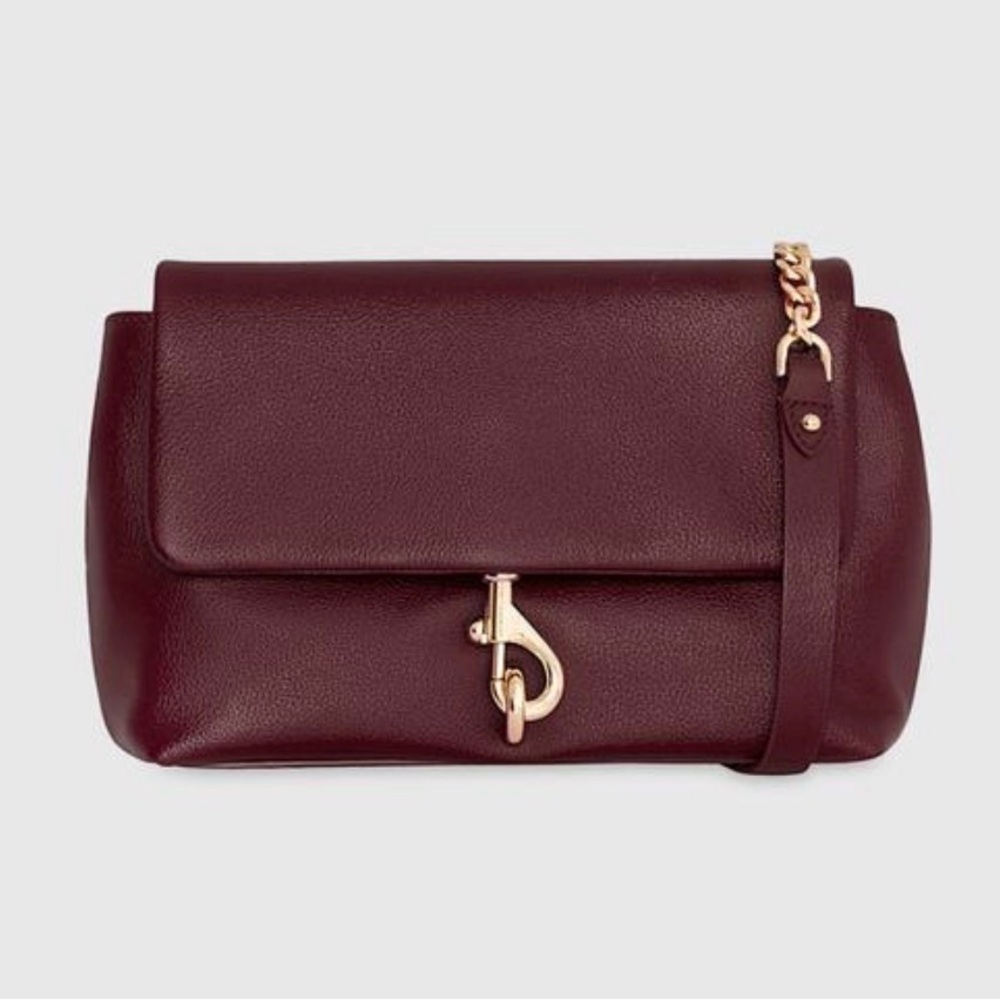 Rebecca Minkoff Womens Burgundy Flap Crossbody Bag with Gold Hardware